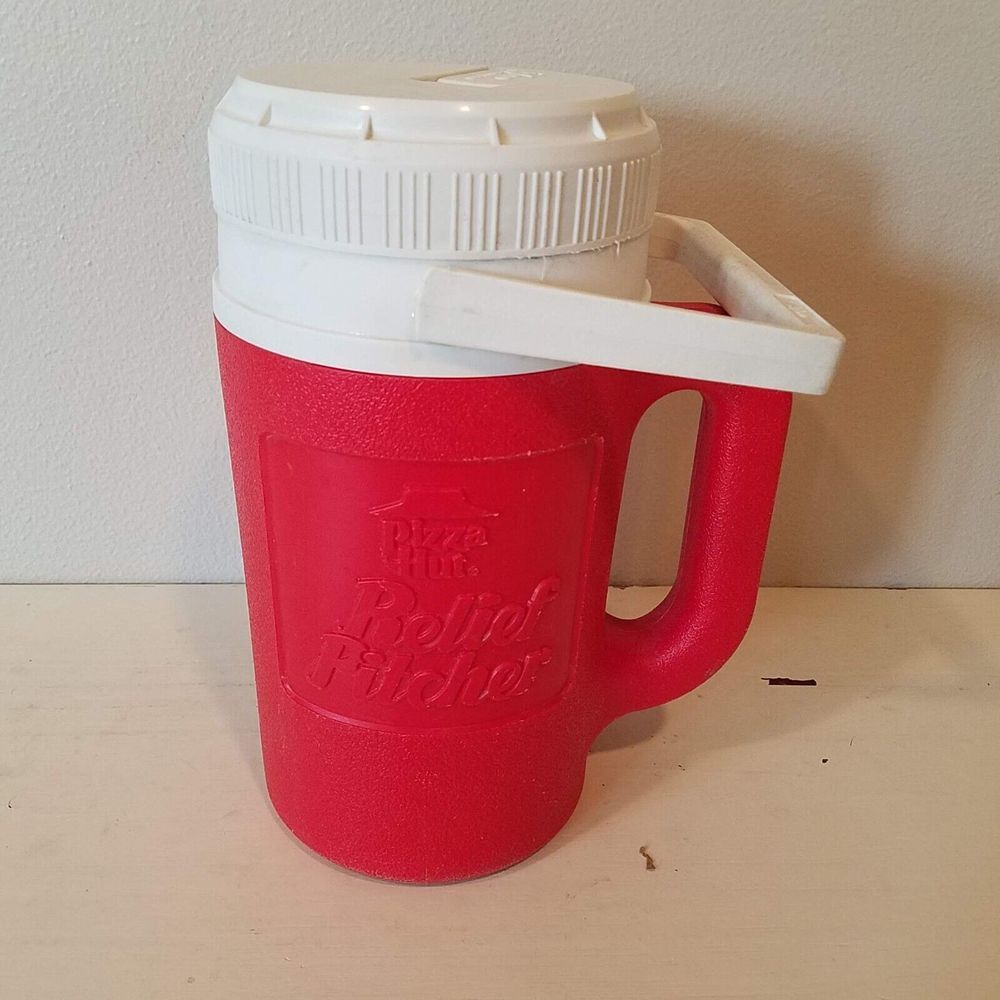 Vintage Pizza Hut Red Relief Pitcher Igoo Half Gallon‎ Water Jug Handle